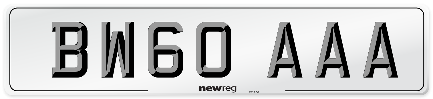 BW60 AAA Number Plate from New Reg